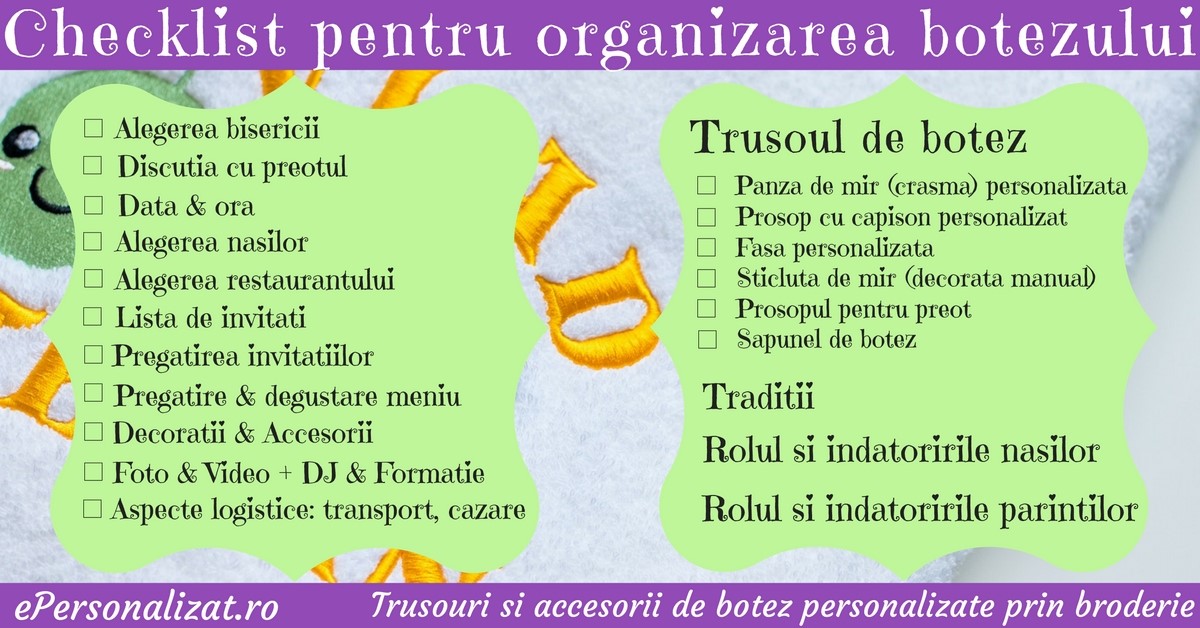checklist botez ortodox